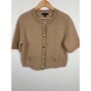 Ann Taylor Womens Short Sleeve Sweater‎ Sz Medium Brown Classic Old Money Career